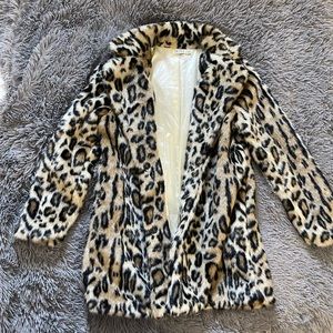 Faux Fur Leopard Coat M